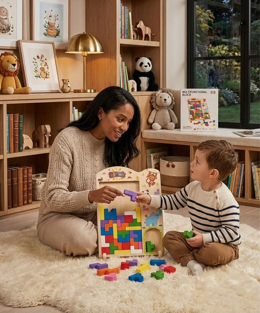 Wooden Tetris Puzzle Board