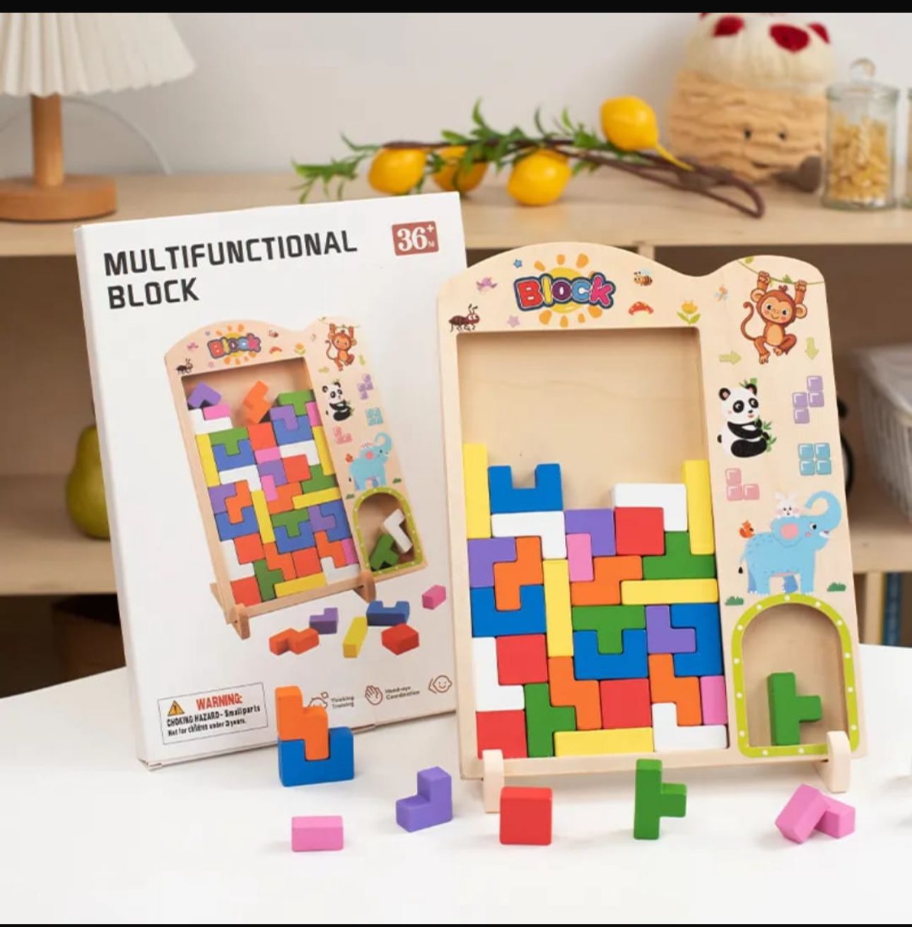 Wooden Tetris Puzzle Board